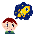Boy dreaming about rocket vector image