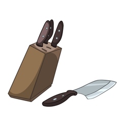 Cartoon home kitchen knife set vector image