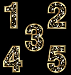 Gold numbers with swirly ornaments vector image