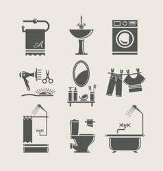 Bathroom equipment set icon vector image