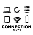 Cloud connection glossy black icon set vector image