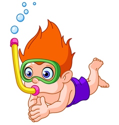 Snorkeling kid vector image
