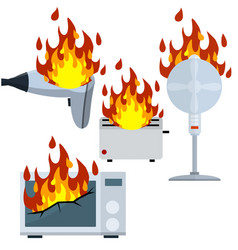 Broken toaster smoking electric small appliance Vector Image