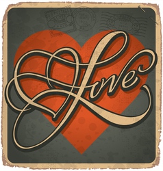 Hand-lettered vintage Valentines card vector image