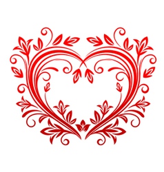 Red floral heart vector image