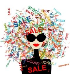 I love sale Fashion woman with shopping concept vector image