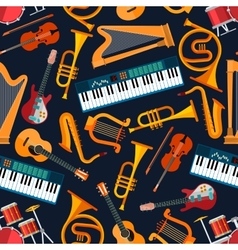 Musical seamless pattern with instruments vector image