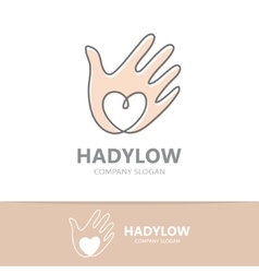Hand with heart logo design vector image