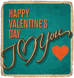 Hand-lettered vintage Valentines card vector image