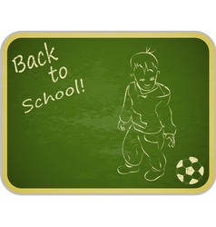 Little Boy with Ball on Retro School Board vector image