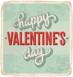 Hand-lettered vintage Valentines card vector image