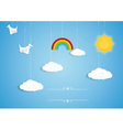 Rainbow clouds birds and sun toys vector image