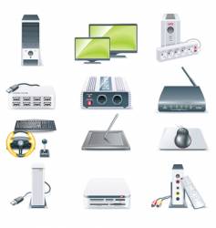 Computer parts icon set vector image