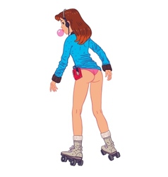Beautiful teenage girl rollerskating vector image