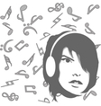 Background with girl listening to music vector image