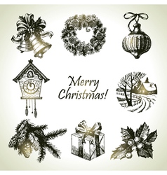 Hand drawn christmas set vector image