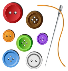 Clothes button set with needle vector image