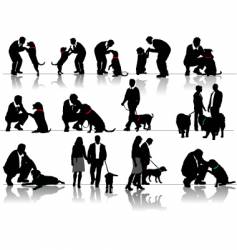 Man and woman with dog vector image