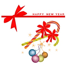 New Year Card with Christmas Balls and Candy Canes New Year Card with Christmas Balls and Candy Canes vector image