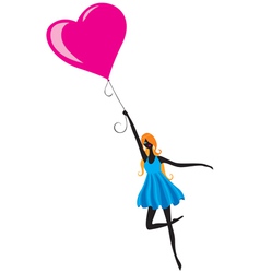 Girl flying in air balloon vector image