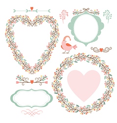 Floral frames and graphic elements vector image