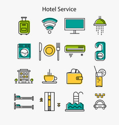 Hotel service linear icons vector image
