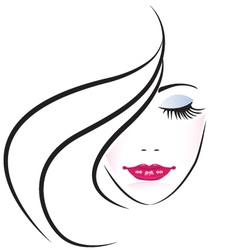 Face of pretty woman silhouette vector image