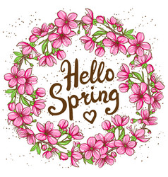 Hello spring greeting card vector image