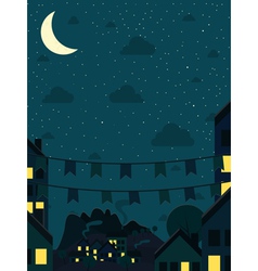 Night small town with moon vector image