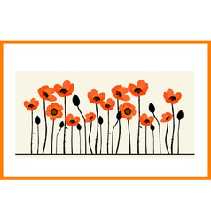 Background painting with red poppies vector image