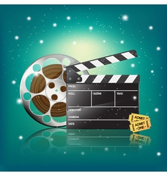 Clapper cinema tickets vector image