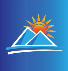 Mountains and sun logo vector image