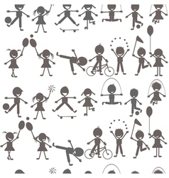 Set of children playing silhouettes vector image