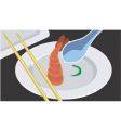Shrimp and chopstick vector image