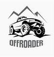 Offroad suv car monochrome template for labels Offroad suv car monochrome template for labels vector image