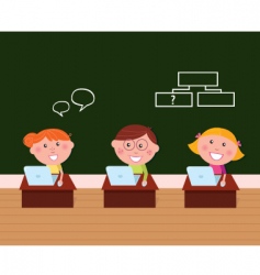 Cute happy kids in classroom vector image