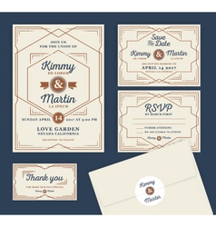 Art Deco Letterpress Wedding Invitation Design Art Deco Letterpress Wedding Invitation Design vector image