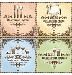 Restaurant cutlery and drinks set vector image