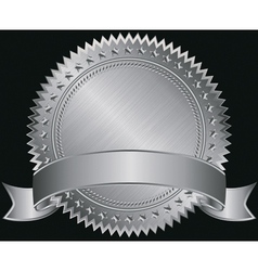 Silver blank label with silver ribbon vector image