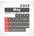 Calendar 2013 May vector image