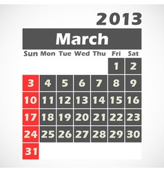 Calendar 2013 March vector image