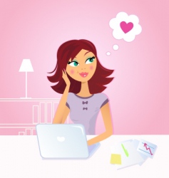 Woman daydreaming in office vector image