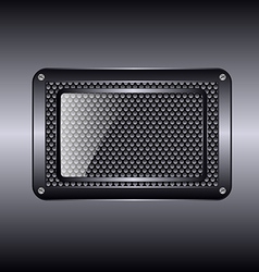 Metal background with glass frame vector image