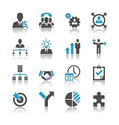 Business and management icons reflection vector image