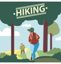 Silhouettes of tourists hiking Silhouettes of tourists hiking vector image