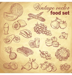 Vintage hand-drawn food set vector image