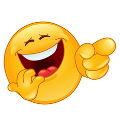 Laughing and pointing emoticon vector image