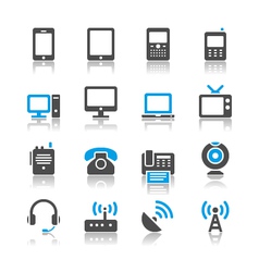 Communication device icons reflection vector image