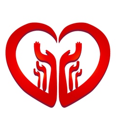 Hands in a heart logo vector image