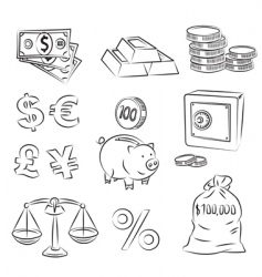 Money sketch set vector image
